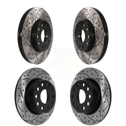 Coated Drilled Slotted Disc Brake Rotor Front Rear Kit For Volkswagen Jetta Taos