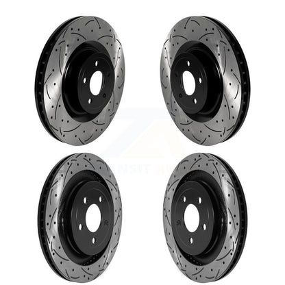 Coated Drilled Slotted Disc Brake Rotors Front Rear Kit For Ford Mustang