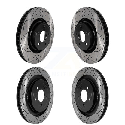 Coated Drilled Slotted Disc Brake Rotors Front Rear Kit For Ford Mustang
