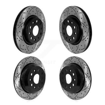 Coated Drilled Slotted Disc Brake Rotors Front Rear Kit For Jeep Wrangler
