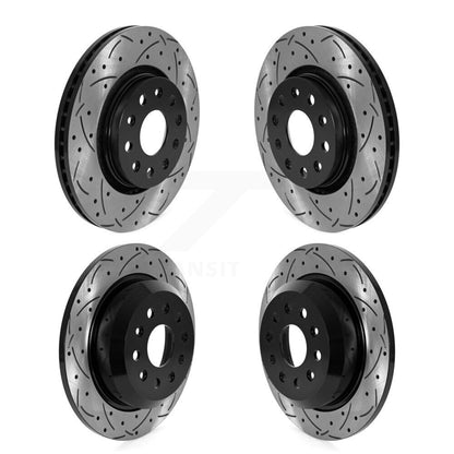 Coated Drilled Slotted Disc Brake Rotors Front Rear Kit For Jeep Wrangler