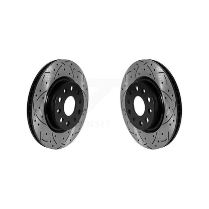 Coated Drilled Slotted Disc Brake Rotors Front Pair For Jeep Wrangler
