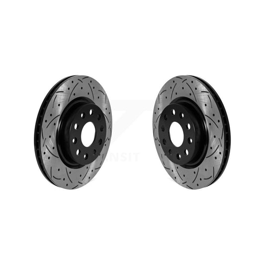 Coated Drilled Slotted Disc Brake Rotors Front Pair For Jeep Wrangler
