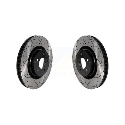 Coated Drilled Slotted Disc Brake Rotors Front Pair For Ford Mustang