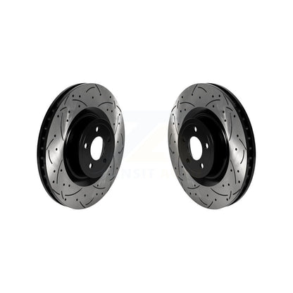 Coated Drilled Slotted Disc Brake Rotors Front Pair For Ford Mustang