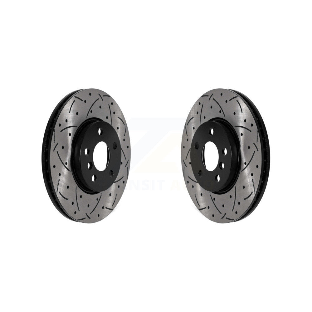 Coated Drill Slot Disc Brake Rotor Front Pair For Mini Cooper Countryman Clubman