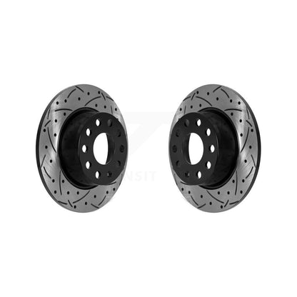 Coated Drilled Slotted Disc Brake Rotors Rear Pair For Volkswagen Jetta Taos