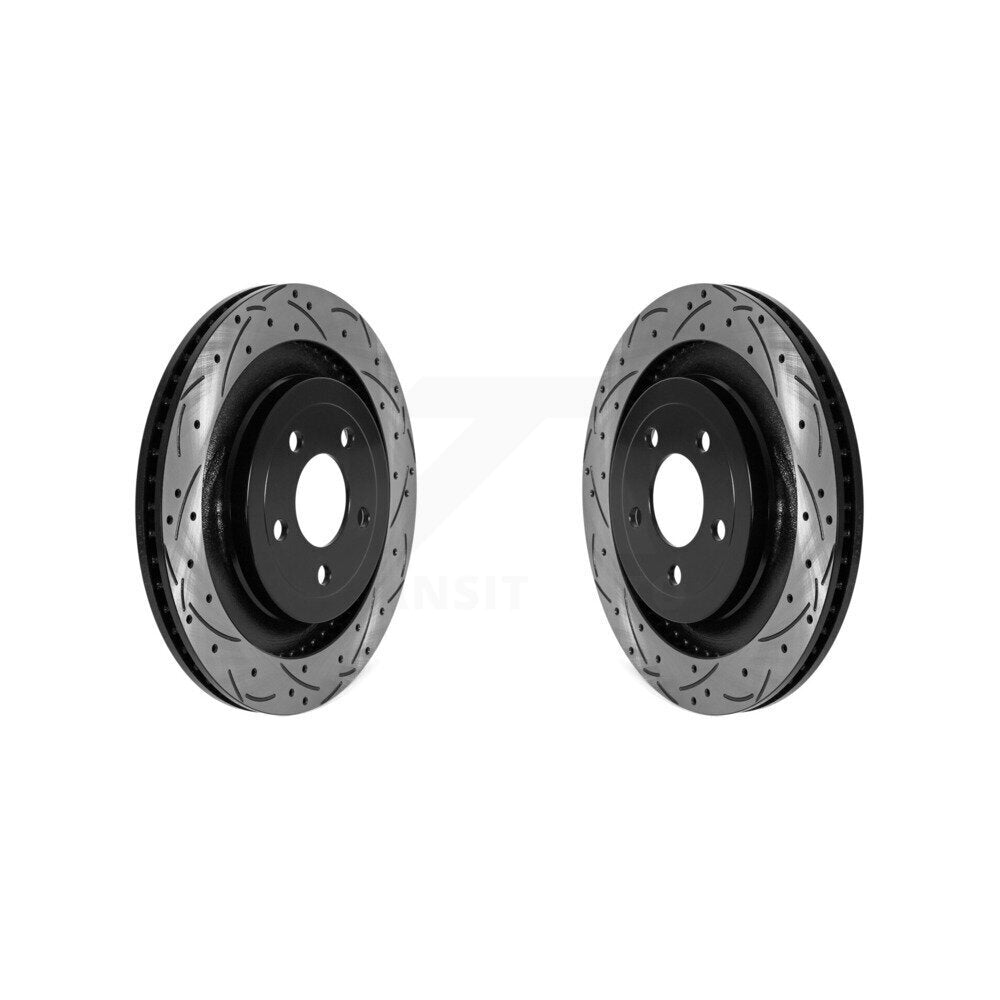 Coated Drilled Slotted Disc Brake Rotors Rear Pair For Ford Mustang
