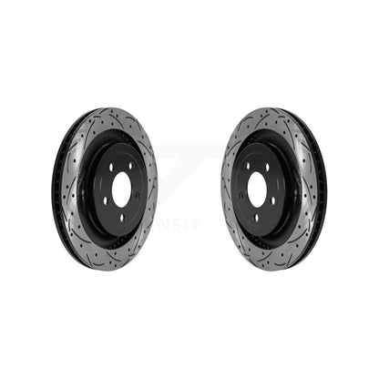Coated Drilled Slotted Disc Brake Rotors Rear Pair For Ford Mustang