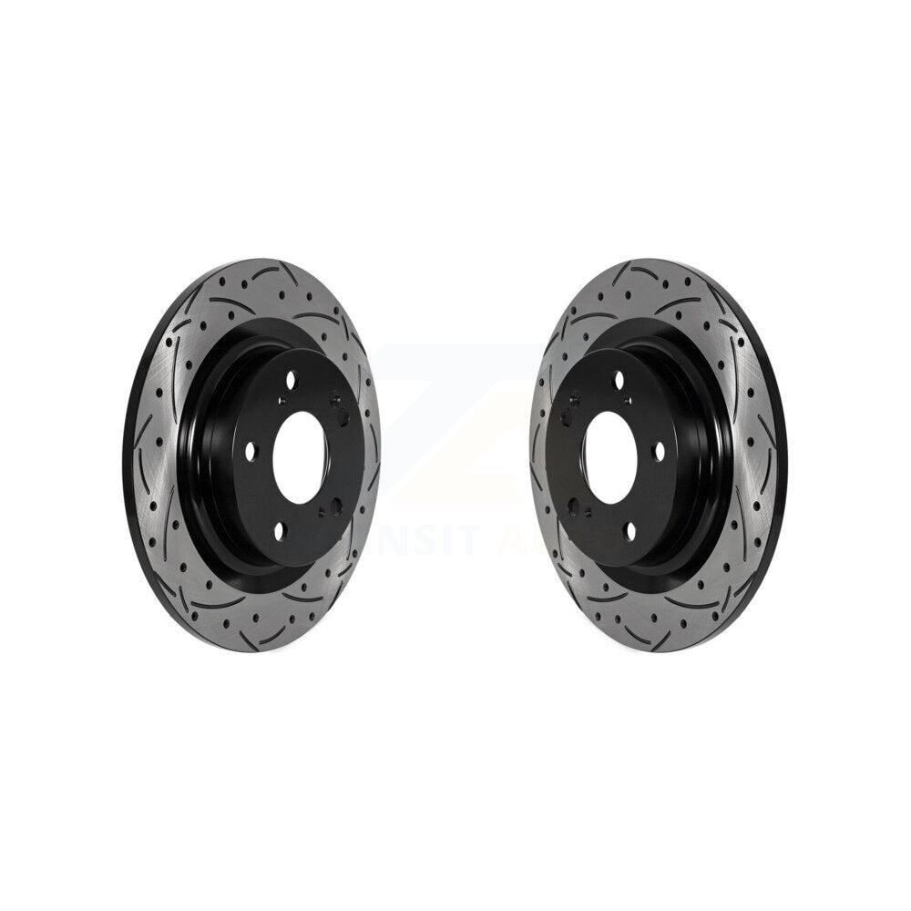 Coated Drilled Slotted Disc Brake Rotors Rear Pair For Honda Civic Acura Integra