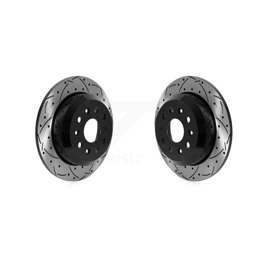 Coated Drilled Slotted Disc Brake Rotors Rear Pair For Jeep Wrangler