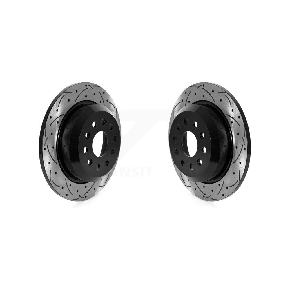 Coated Drilled Slotted Disc Brake Rotors Rear Pair For Jeep Wrangler