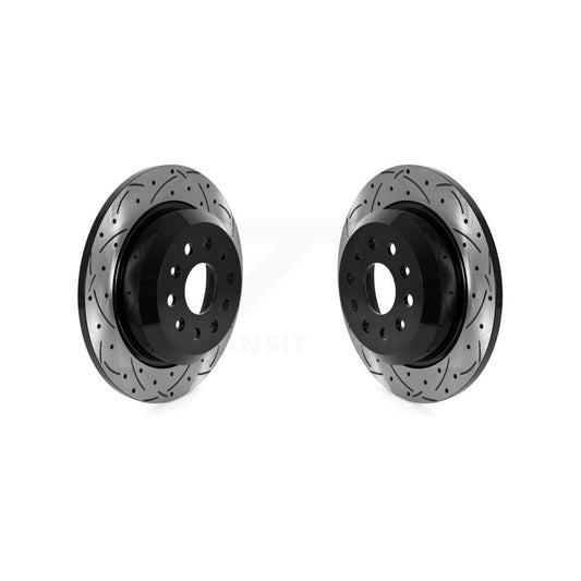 Coated Drilled Slotted Disc Brake Rotors Rear Pair For Jeep Wrangler