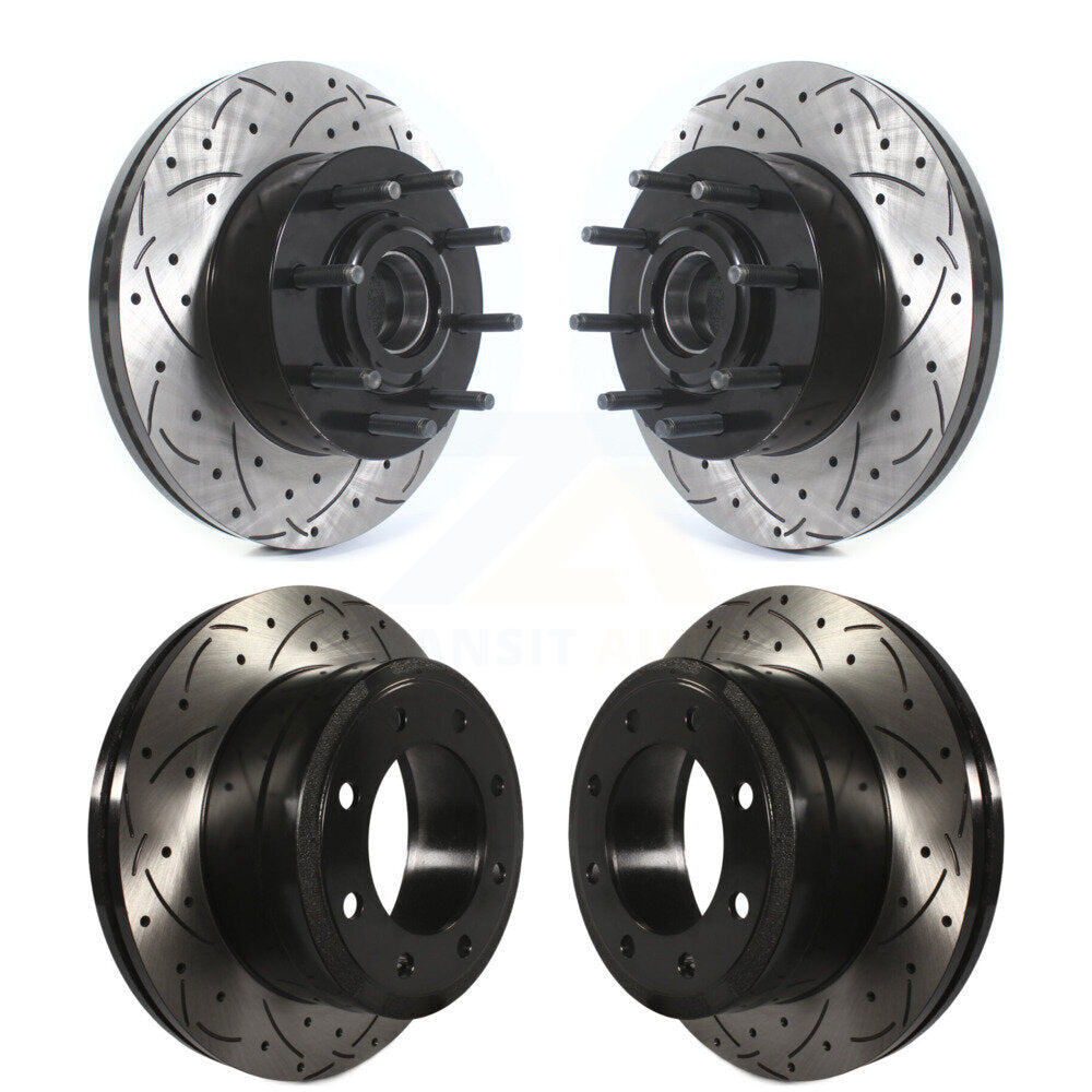 Drilled Slot Disc Brake Rotor Hub Front Rear Kit For Ford F-350 Super Duty F-250
