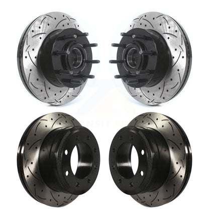 Drilled Slot Disc Brake Rotor Hub Front Rear Kit For Ford F-350 Super Duty F-250