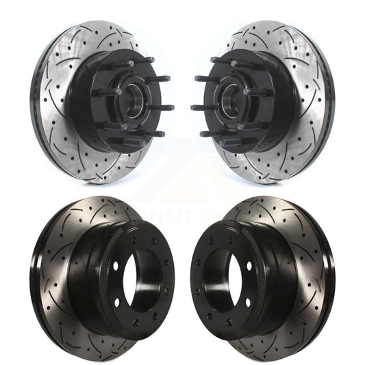 Drilled Slot Disc Brake Rotor Hub Front Rear Kit For Ford F-350 Super Duty F-250