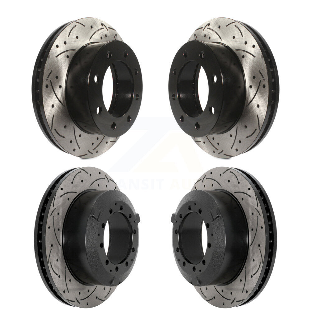 Coated Drilled Slotted Disc Brake Rotor Front Rear Kit For Ford F-450 Super Duty