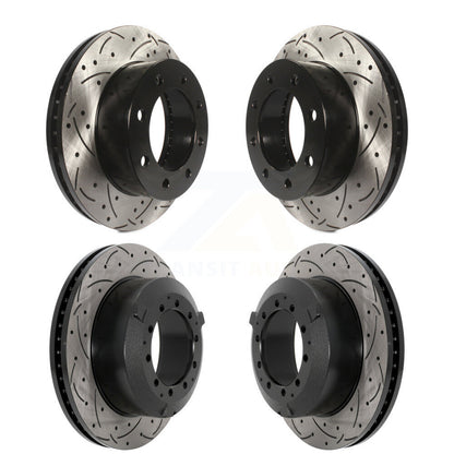 Coated Drilled Slotted Disc Brake Rotor Front Rear Kit For Ford F-450 Super Duty