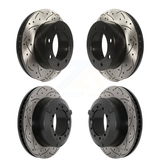 Coated Drilled Slotted Disc Brake Rotor Front Rear Kit For Ford F-450 Super Duty