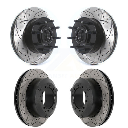 Coated Drill Slot Disc Brake Rotors Hub Front Rear Kit For Ford F-350 Super Duty