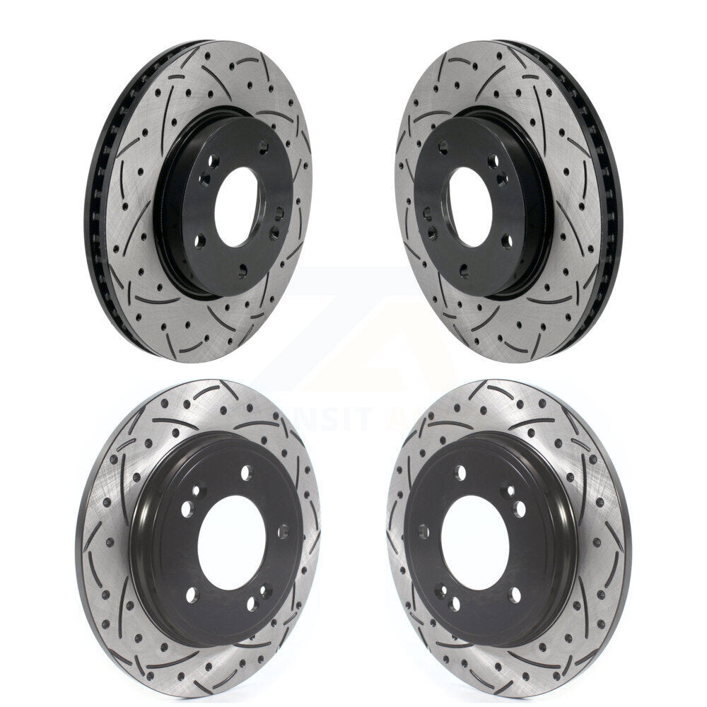 Coated Drilled Slotted Disc Brake Rotors Front Rear Kit For Hyundai Elantra