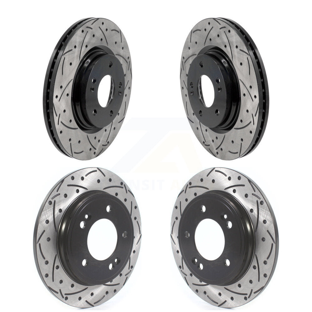 Coated Drilled Slotted Disc Brake Rotors Front Rear Kit For Hyundai Elantra