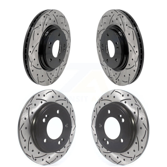 Coated Drilled Slotted Disc Brake Rotors Front Rear Kit For Hyundai Elantra