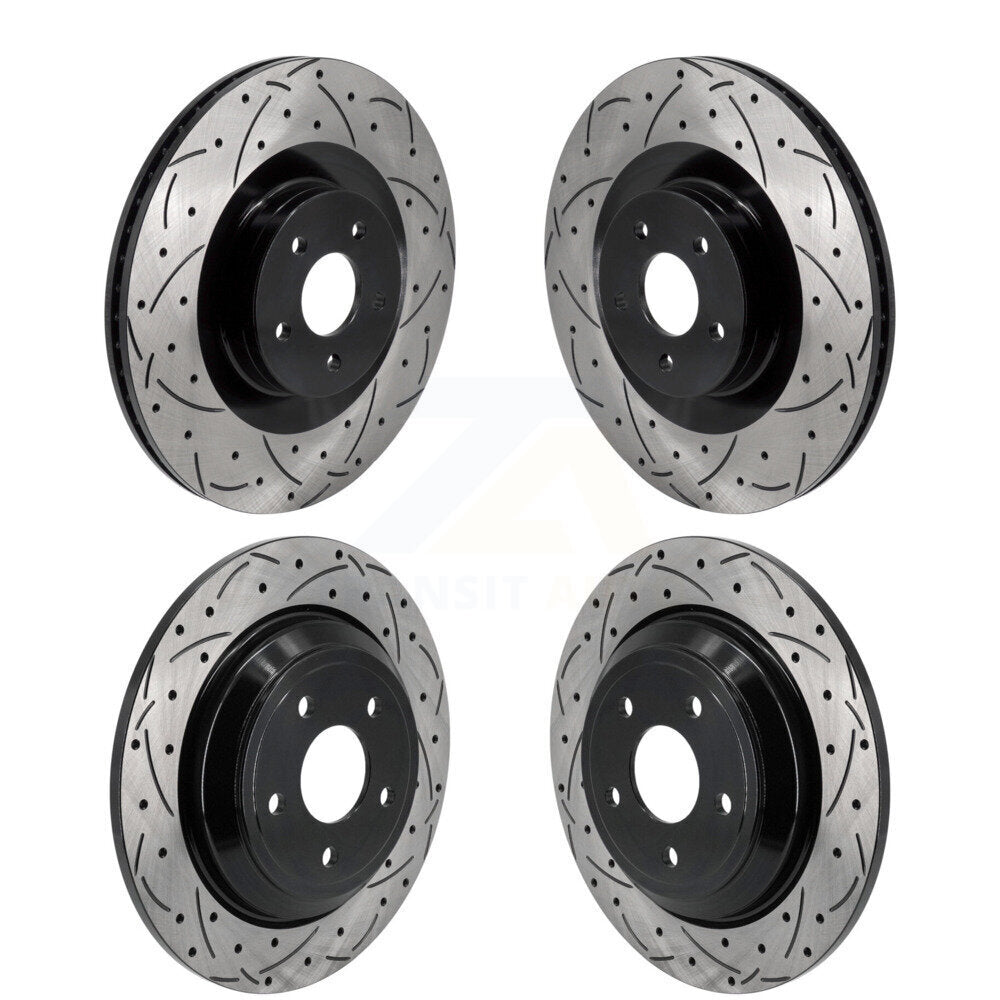 Coated Drilled Slot Disc Brake Rotors Front Rear Kit For 2016-2018 Ford Focus RS