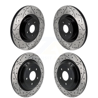 Coated Drilled Slot Disc Brake Rotors Front Rear Kit For 2016-2018 Ford Focus RS