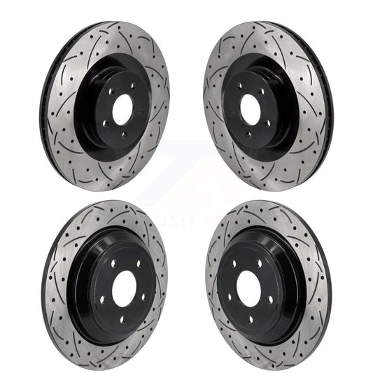 Coated Drilled Slot Disc Brake Rotors Front Rear Kit For 2016-2018 Ford Focus RS