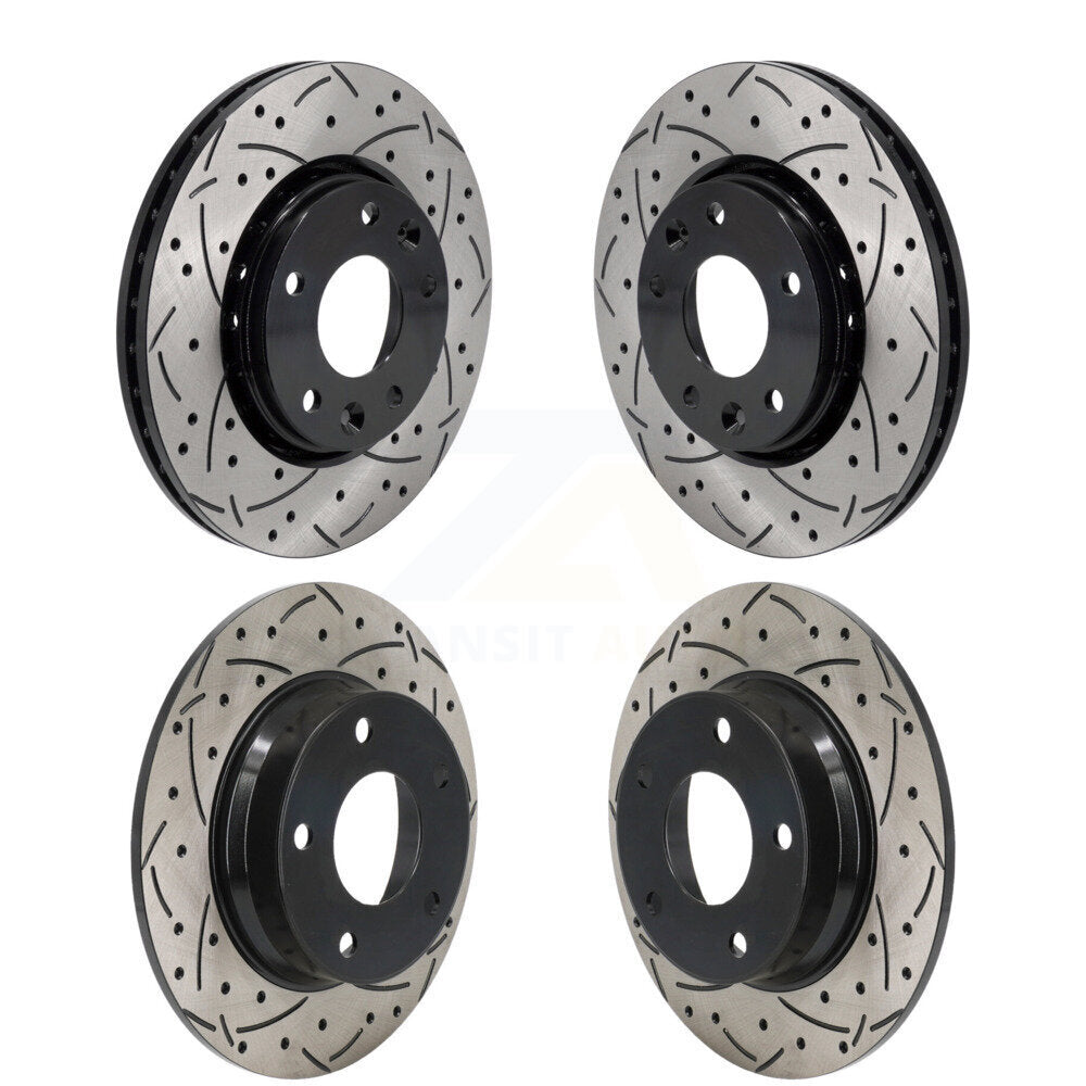Coated Drilled Slot Disc Brake Rotors Front Rear Kit For 2020-2023 Nissan Sentra