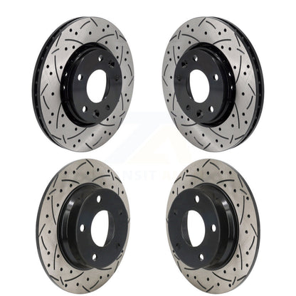 Coated Drilled Slot Disc Brake Rotors Front Rear Kit For 2020-2023 Nissan Sentra
