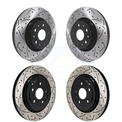 Coated Drilled Slotted Disc Brake Rotors Front Rear Kit For Chevrolet Camaro