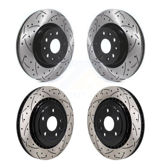 Coated Drilled Slotted Disc Brake Rotors Front Rear Kit For Chevrolet Camaro