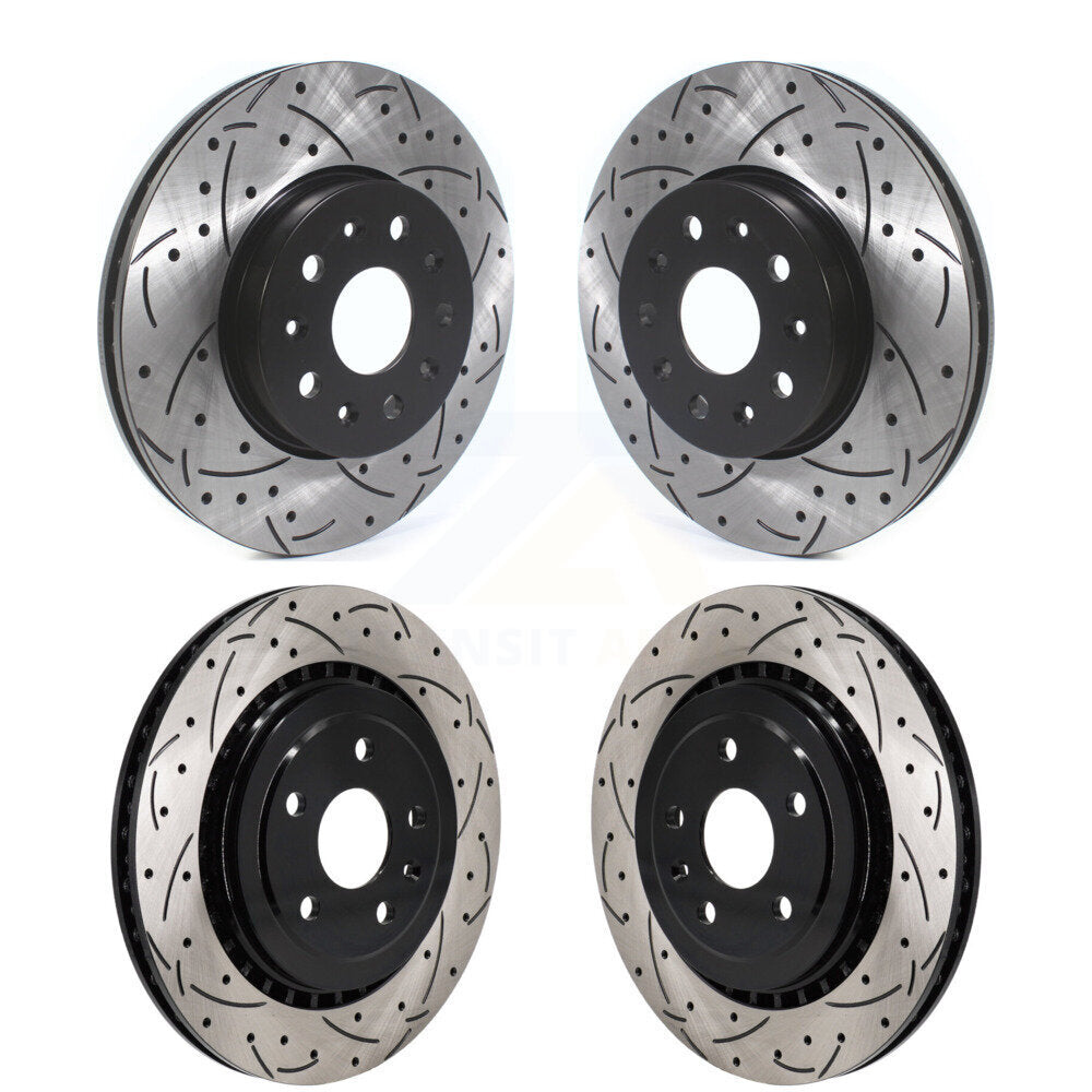 Drilled Slot Brake Rotors Front Rear Kit For 2016 Chevrolet Camaro SS with 3.6L