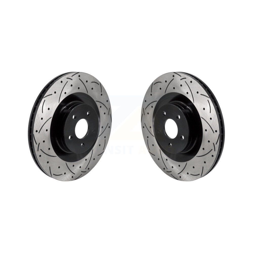 Coated Drilled Slotted Disc Brake Rotors Front Pair For 2016-2018 Ford Focus RS