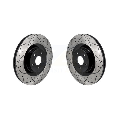 Coated Drilled Slotted Disc Brake Rotors Front Pair For 2016-2018 Ford Focus RS