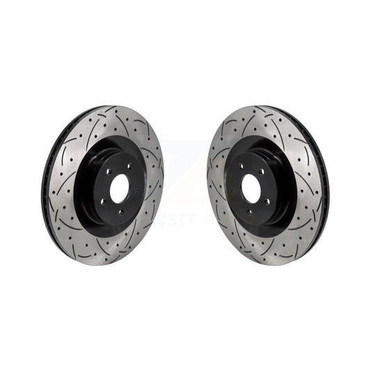 Coated Drilled Slotted Disc Brake Rotors Front Pair For 2016-2018 Ford Focus RS