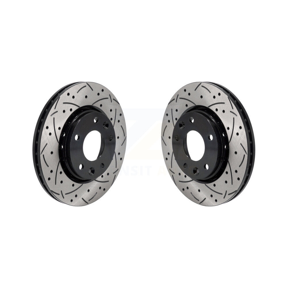 Coated Drilled Slotted Disc Brake Rotors Front Pair For Nissan Kicks Sentra