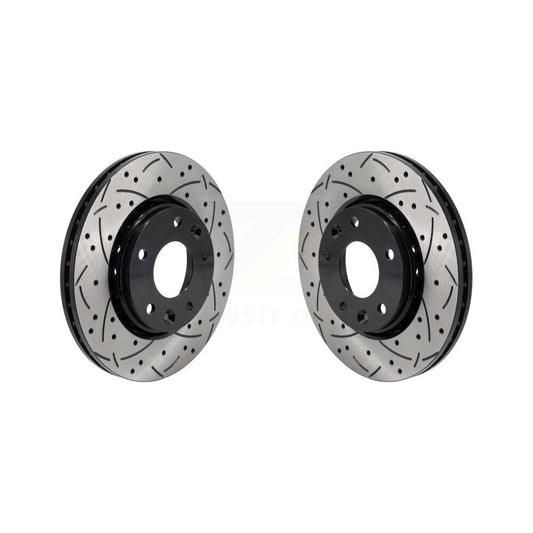Coated Drilled Slotted Disc Brake Rotors Front Pair For Nissan Kicks Sentra