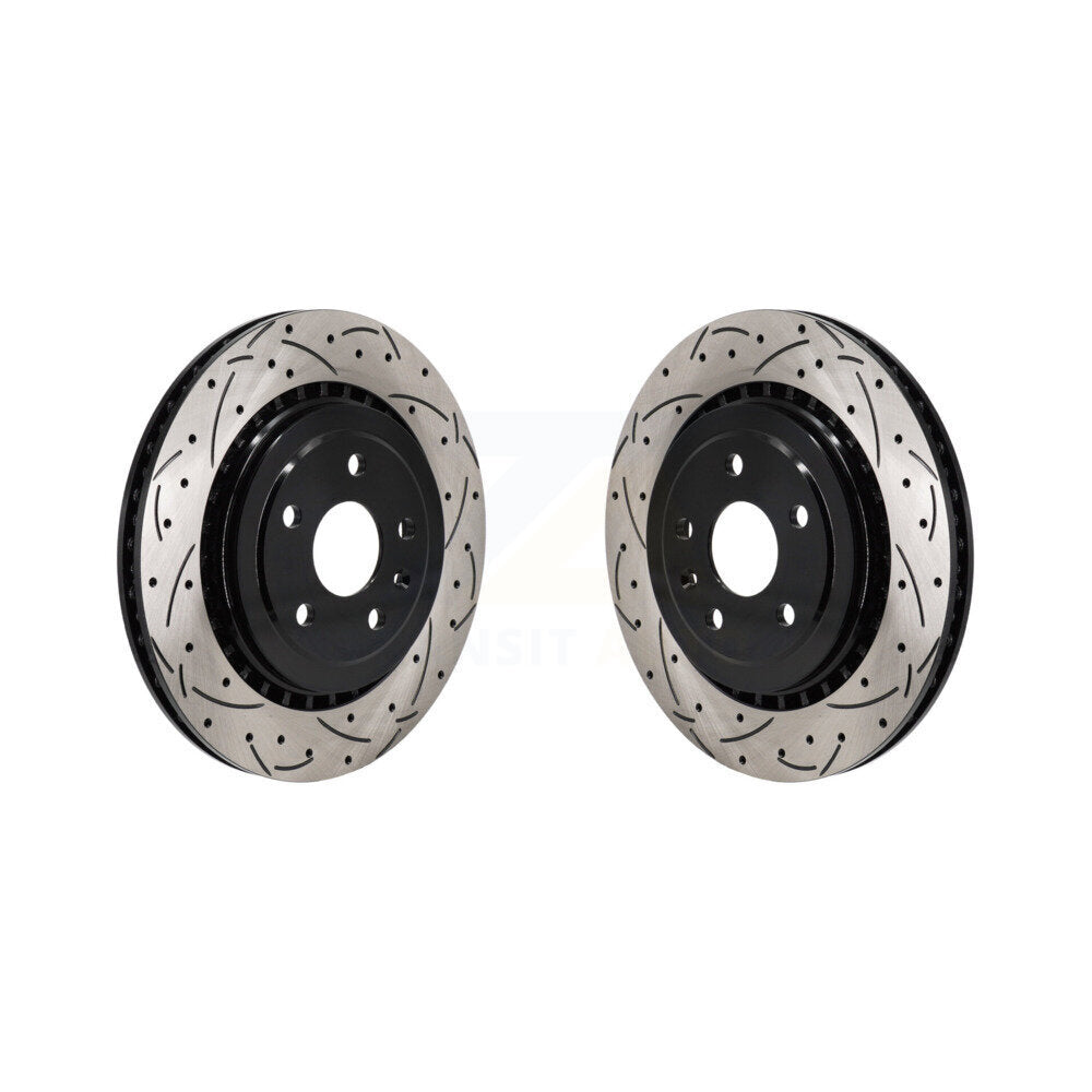 Coated Drilled Slot Disc Brake Rotor Rear Pair For Chevrolet Camaro Cadillac ATS