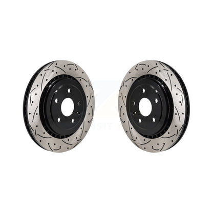 Coated Drilled Slot Disc Brake Rotor Rear Pair For Chevrolet Camaro Cadillac ATS