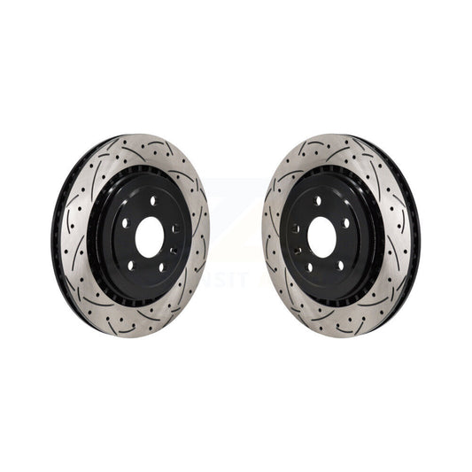 Coated Drilled Slot Disc Brake Rotor Rear Pair For Chevrolet Camaro Cadillac ATS