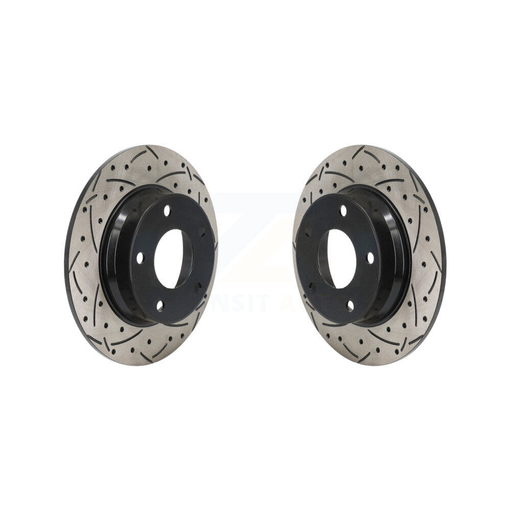 Coated Drilled Slotted Disc Brake Rotors Rear Pair For Nissan Sentra