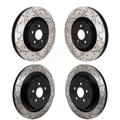 Drilled Slot Brake Rotors Front Rear Kit For Ford Edge With Red Painted Calipers