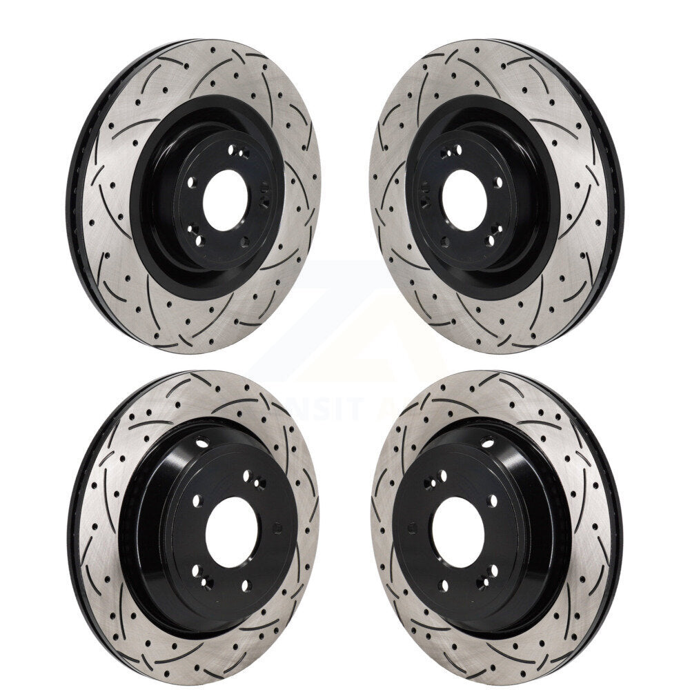 Coated Drilled Slot Disc Brake Rotors Front Rear Kit For Hyundai Equus Kia K900