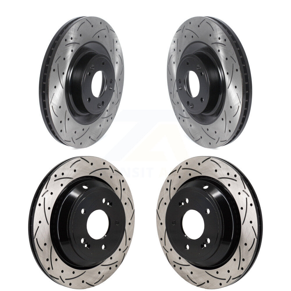 Coated Drilled Slotted Disc Brake Rotors Front Rear Kit For 2011 Hyundai Equus