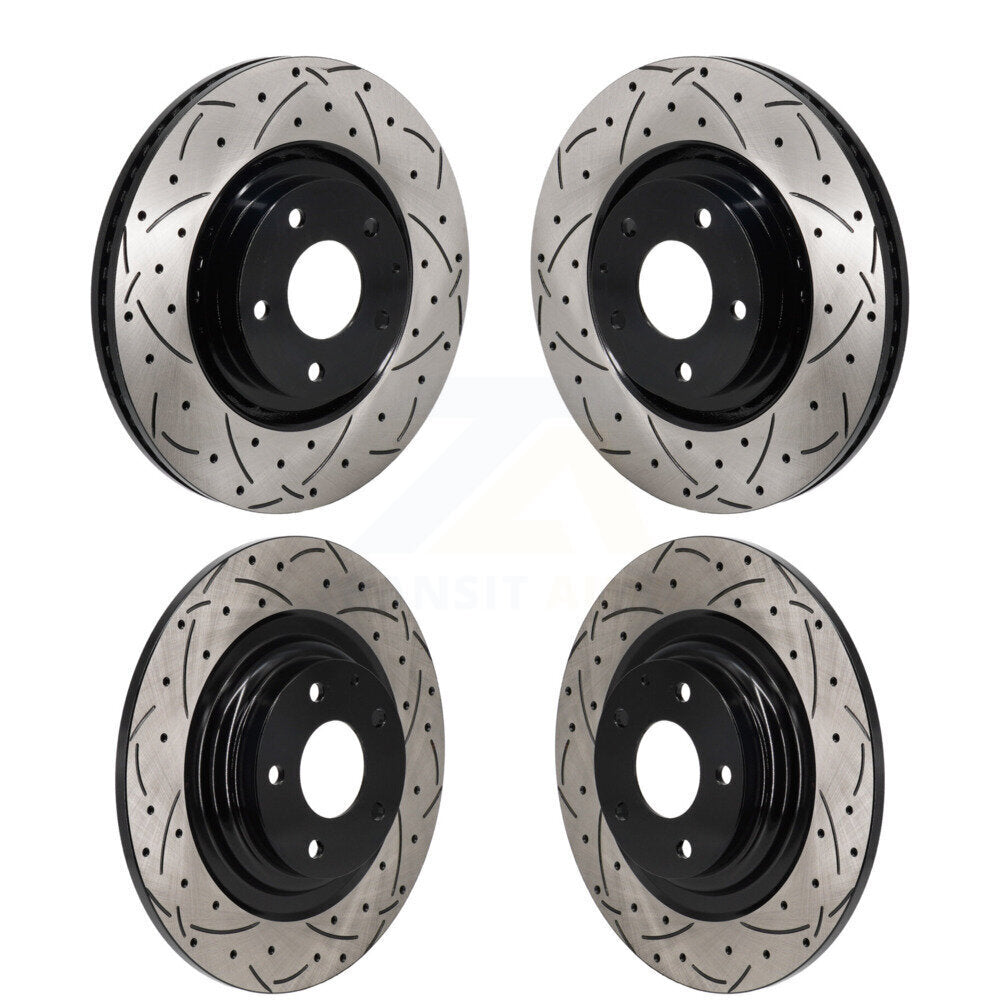 Coated Drilled Slotted Disc Brake Rotors Front Rear Kit For 2016-2023 Mazda CX-9