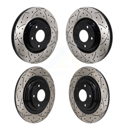 Coated Drilled Slotted Disc Brake Rotors Front Rear Kit For 2016-2023 Mazda CX-9