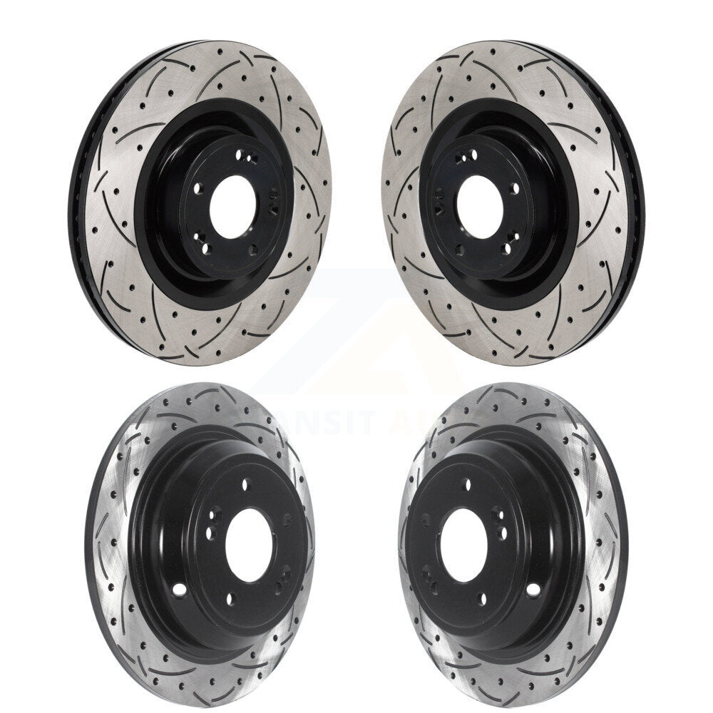 Coated Drilled Slot Disc Brake Rotor Front Rear Kit For Hyundai Genesis G80 5.0L